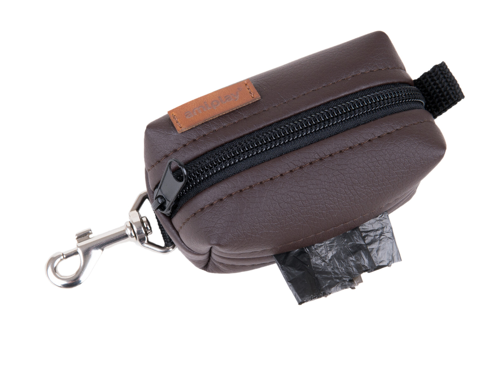 Pouzdro na sáčky na psí exkrementy PARIS hnědá 9x5x4 cm