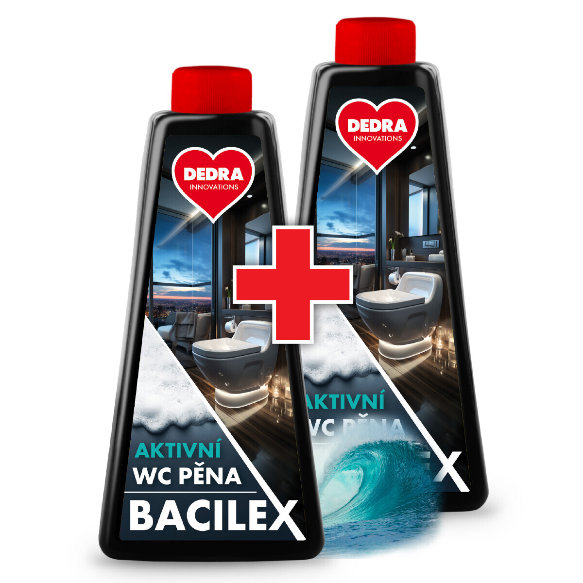 SADA 1+1 | WC pěna na mísu, sedátko & okolí toalety | BACILEX® | 2 x 500 ml (náplně bez pumpičky)