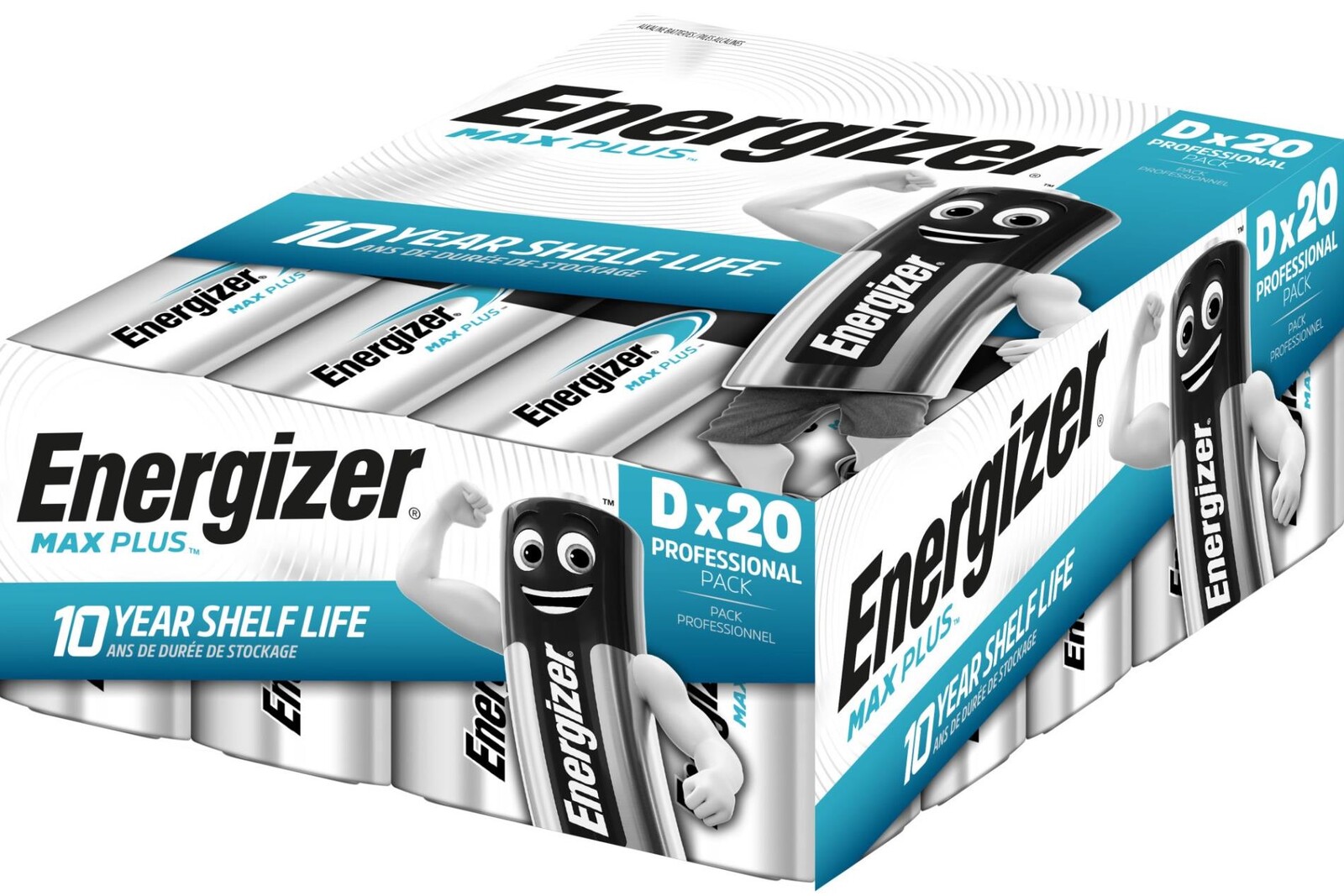 Alkalické baterie Energizer Max Plus Professional - 1,5V, typ D, 20 ks