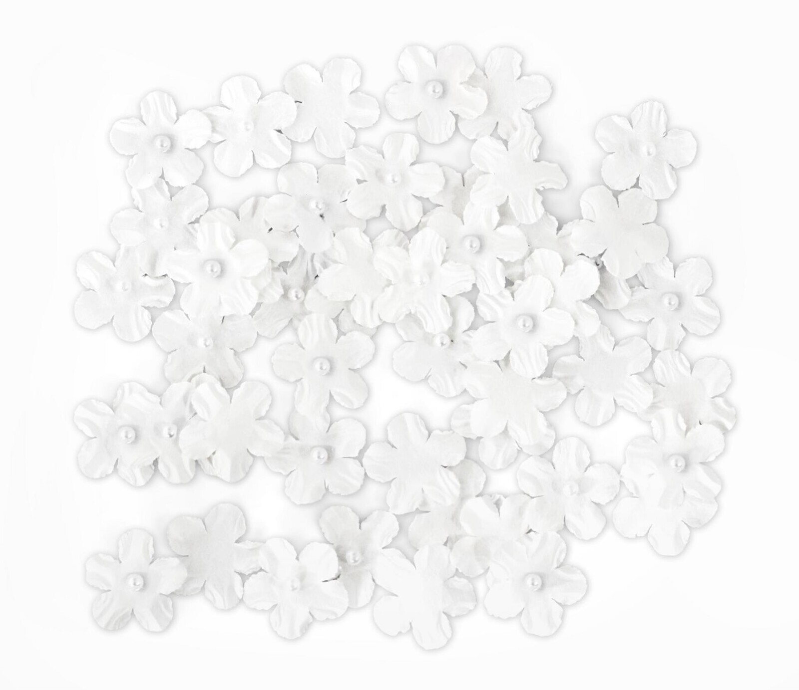 Galeria Papieru Papírové květiny s perletí - pomněnka, bílé, 50 ks