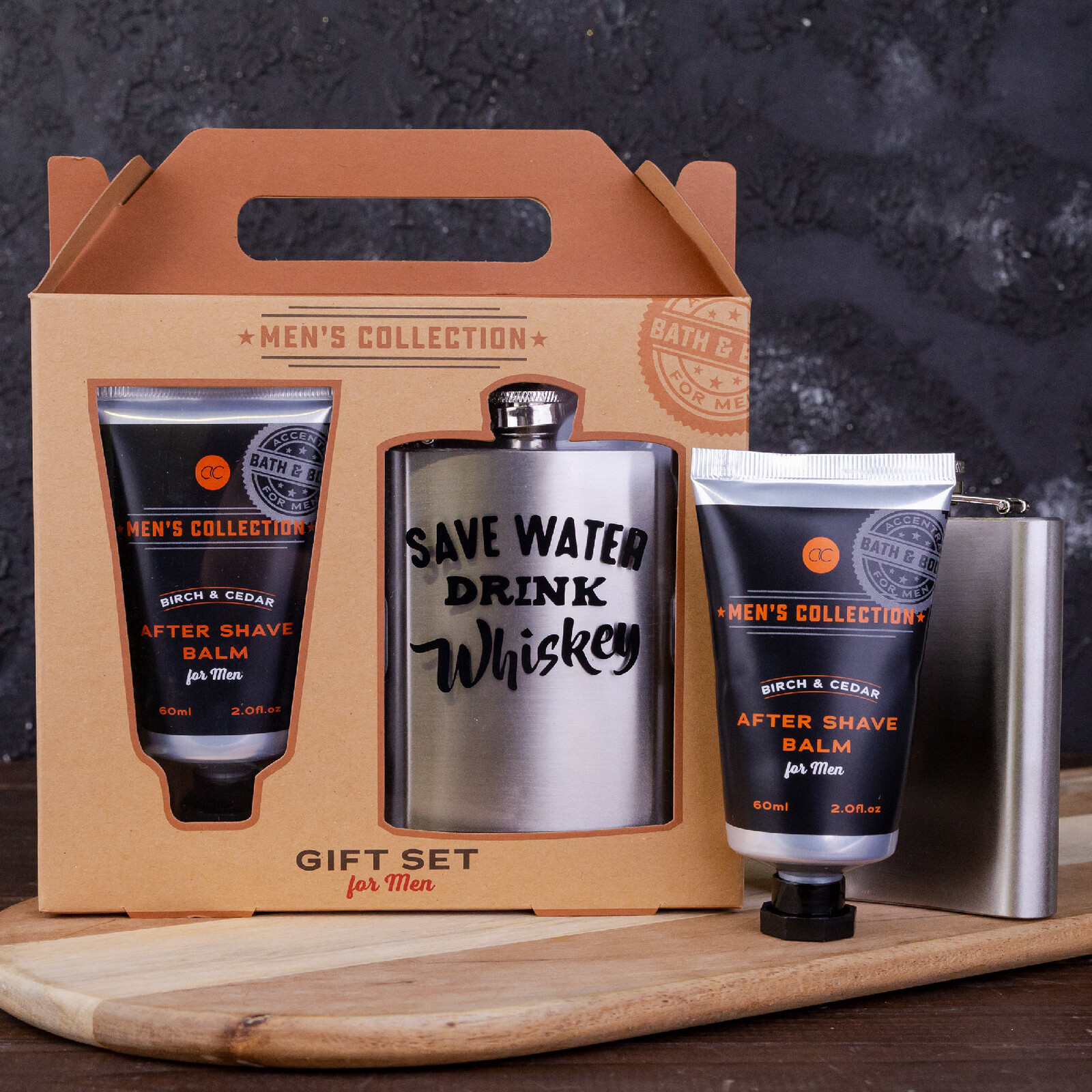 Koupelový set MEN'S COLLECTION s placatkou - ACCENTRA - Save water drink whiskey
