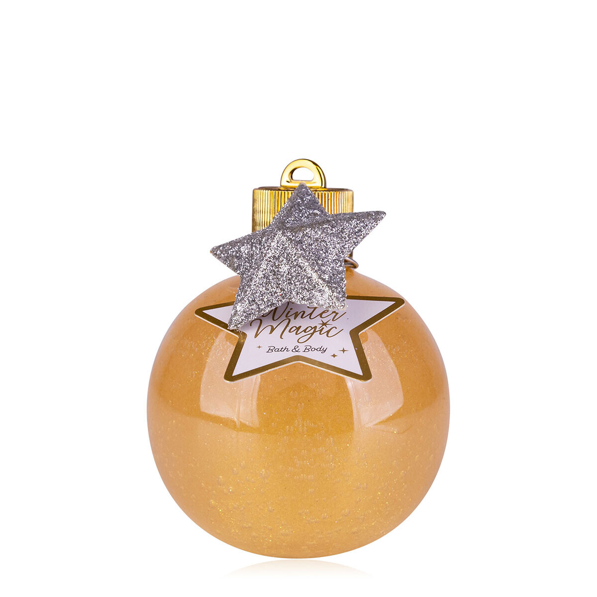 Koupelový/sprchový gel 200 ml WINTER MAGIC v malé lahvičce ve tvaru koule s přívěskem hvězdy ACCENTRA