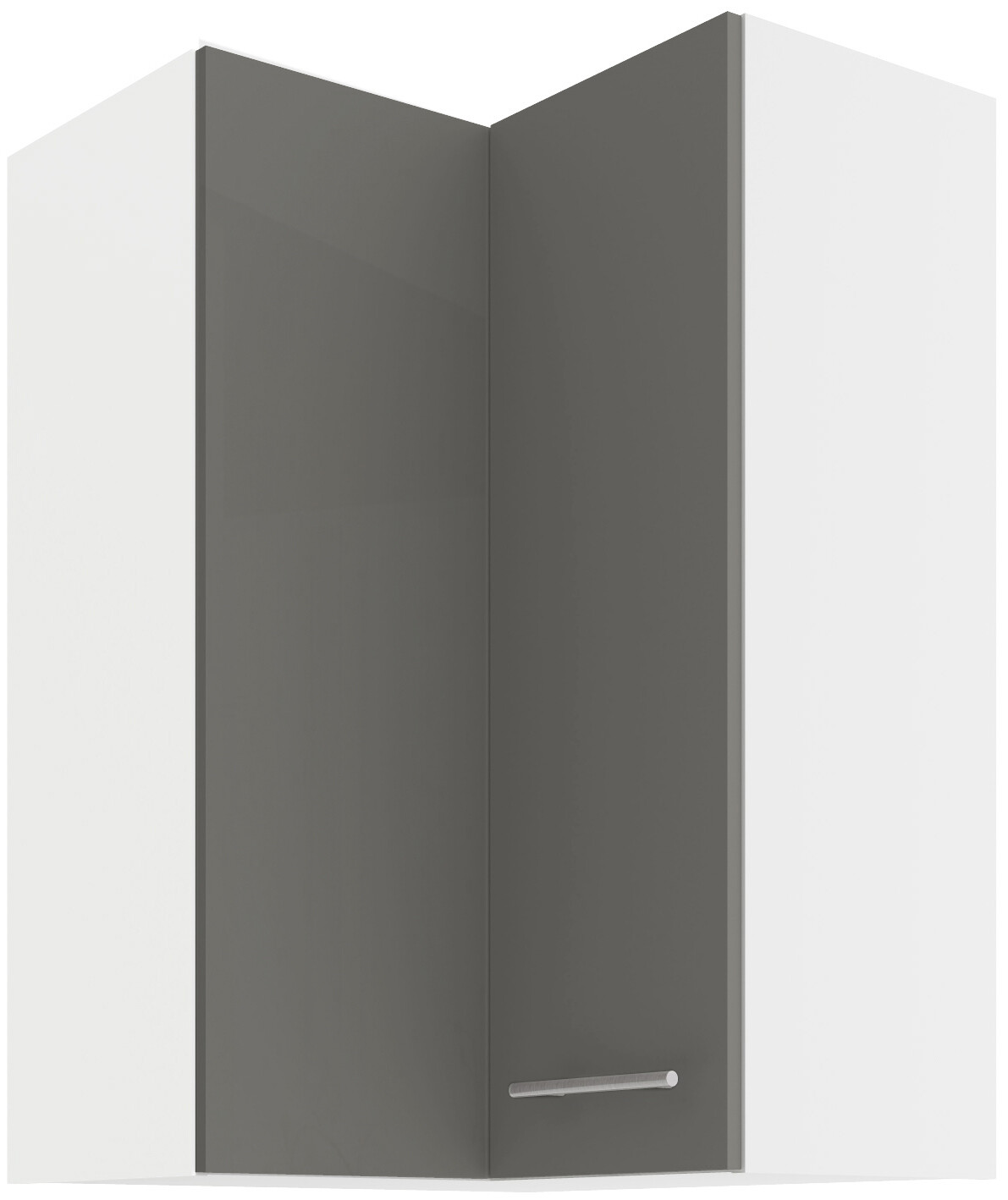 Horní rohová skříňka Lara 60x60 GN-90 2F (90°) Barva korpusu: Bílá, Barva dvířek: Šedý lesk