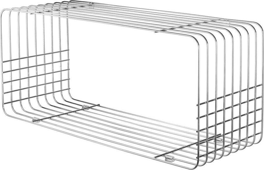 Kovová nástěnná knihovna v leskle stříbrné barvě 70x30 cm Wire – Mette Ditmer Denmark