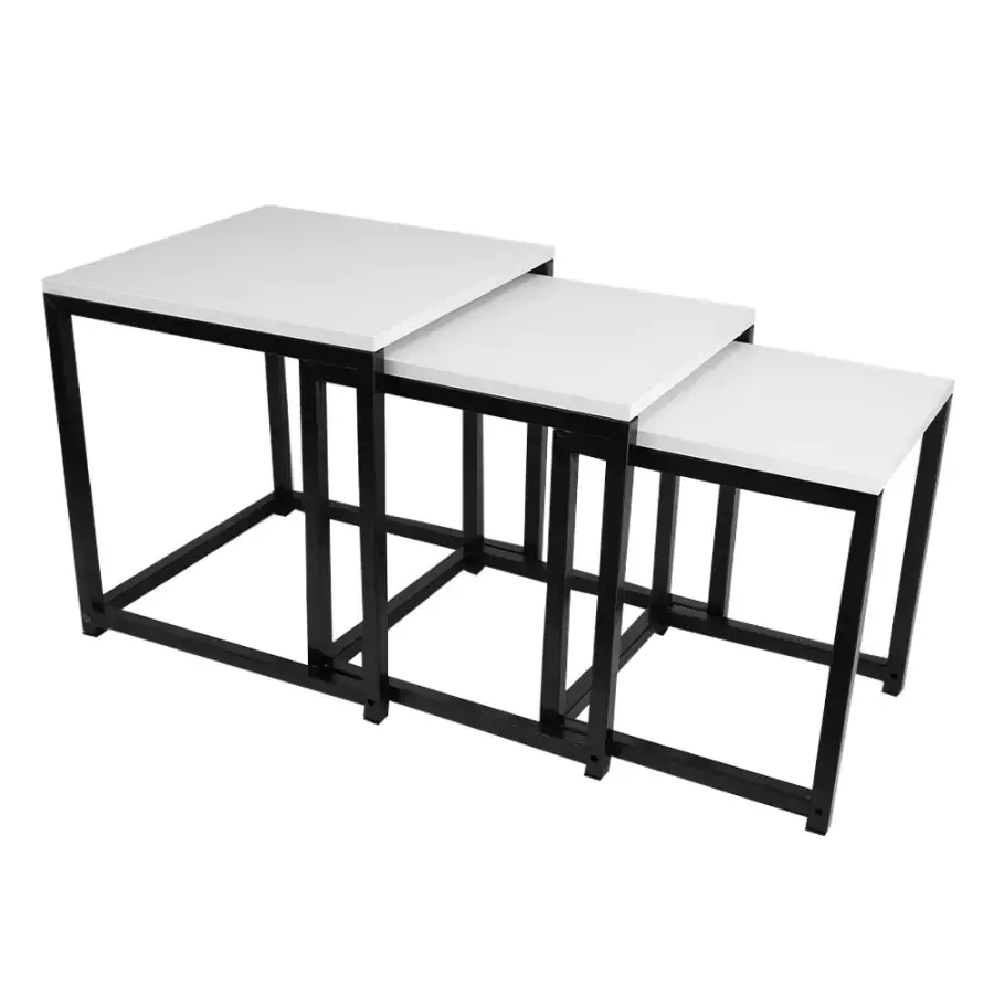 Tempo Kondela Set 3 stolků KASTLER NEW TYP 3 - bílá /černá