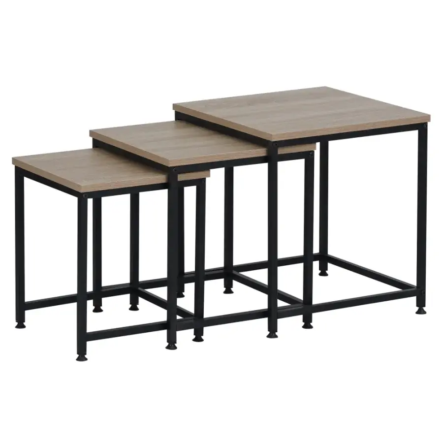 Tempo Kondela Set 3 ks stolků KASTLER 2 NEW TYP 3 - dub sonoma/černá