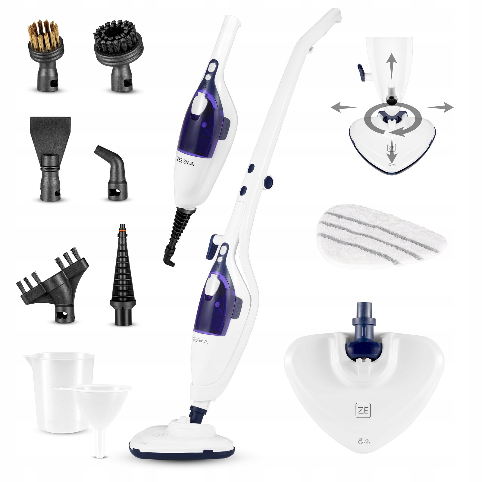 Parní mop Parní čistič 2v1 Multifunkční 1500 W Příslušenství 13v1