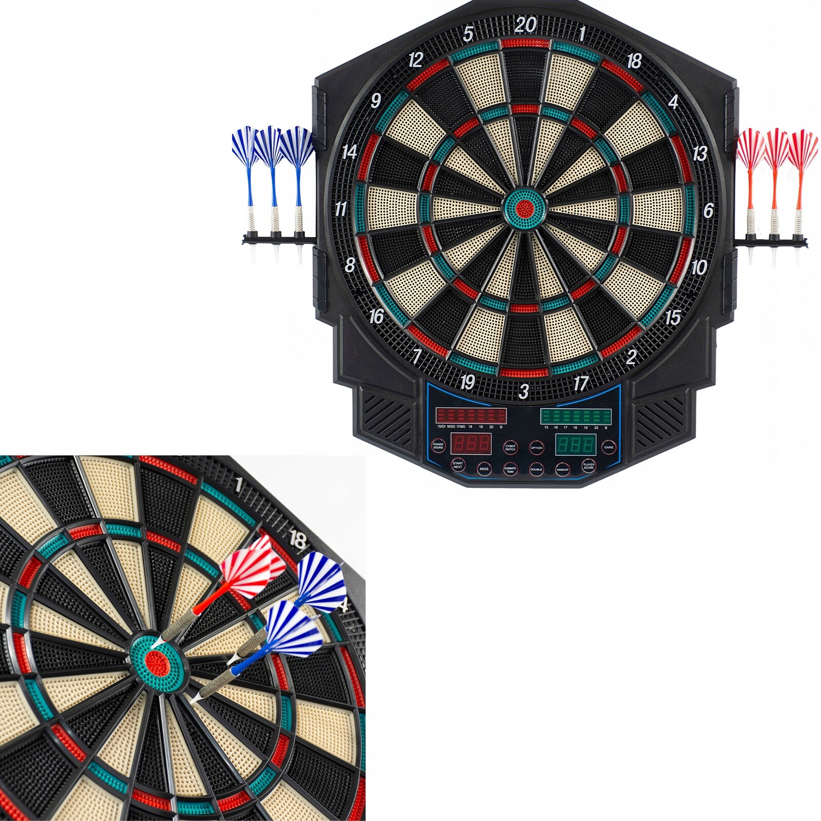 Elektronický Dart 49 Cm černý, napájecí zdroj, 4 Led počítadla, 27 her