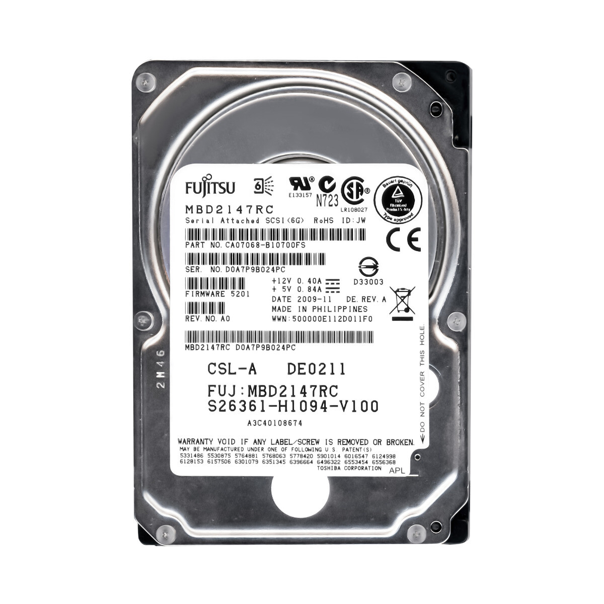 Fujitsu S26361-H1094-V100 146GB 10K 16MB SAS-2 2.5'' MBD2147RC