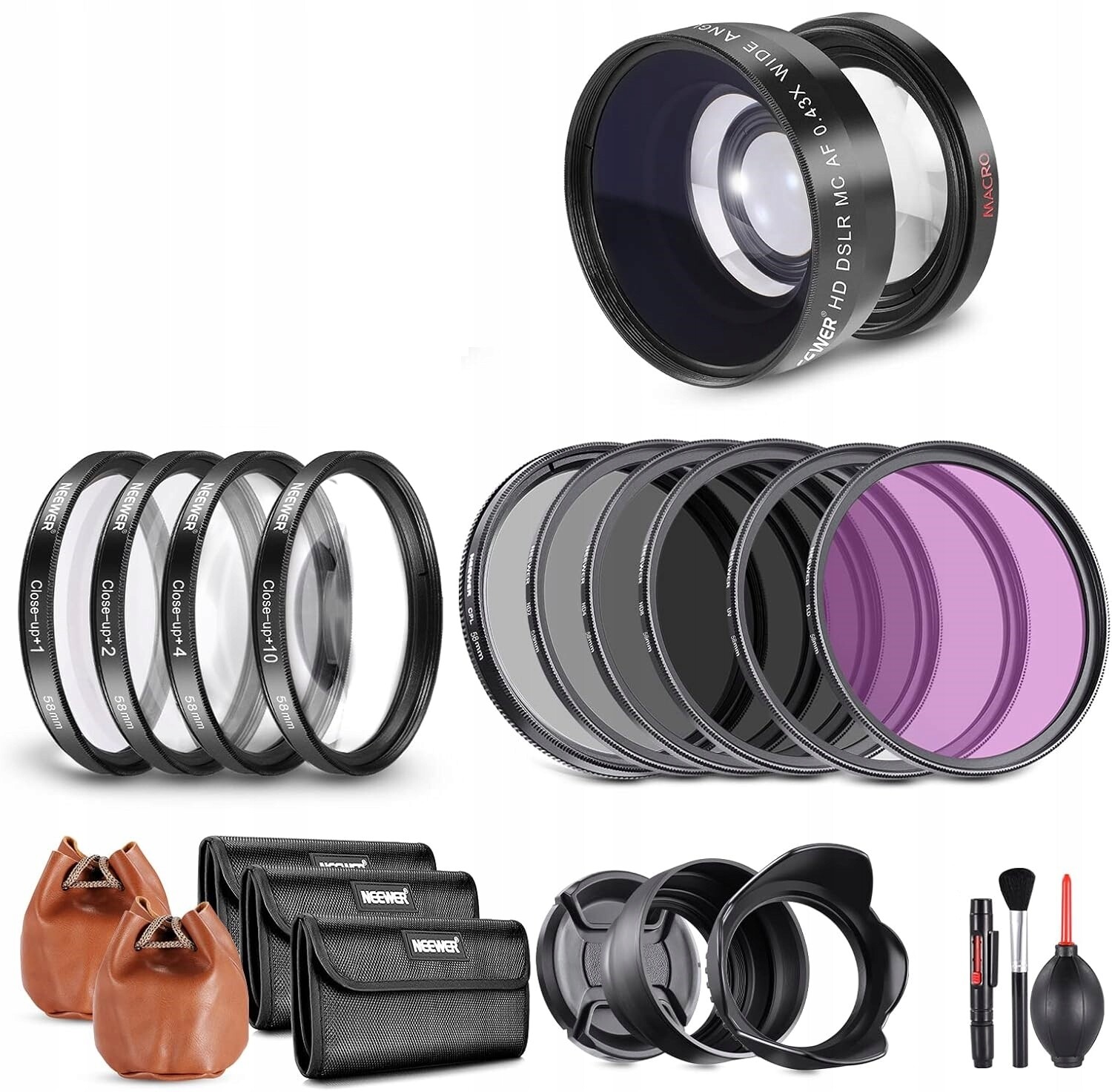 Filtry Nd Uv Cpl Fld 58 MM Bezkontaktní Close-up Clona Objektivu Neewer