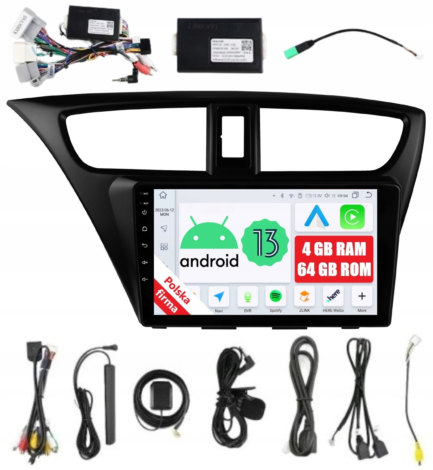 Navigace Rádio 2DIN Android Honda CIVIC IX 9 4/64 Gb Dsp Carplay Lte