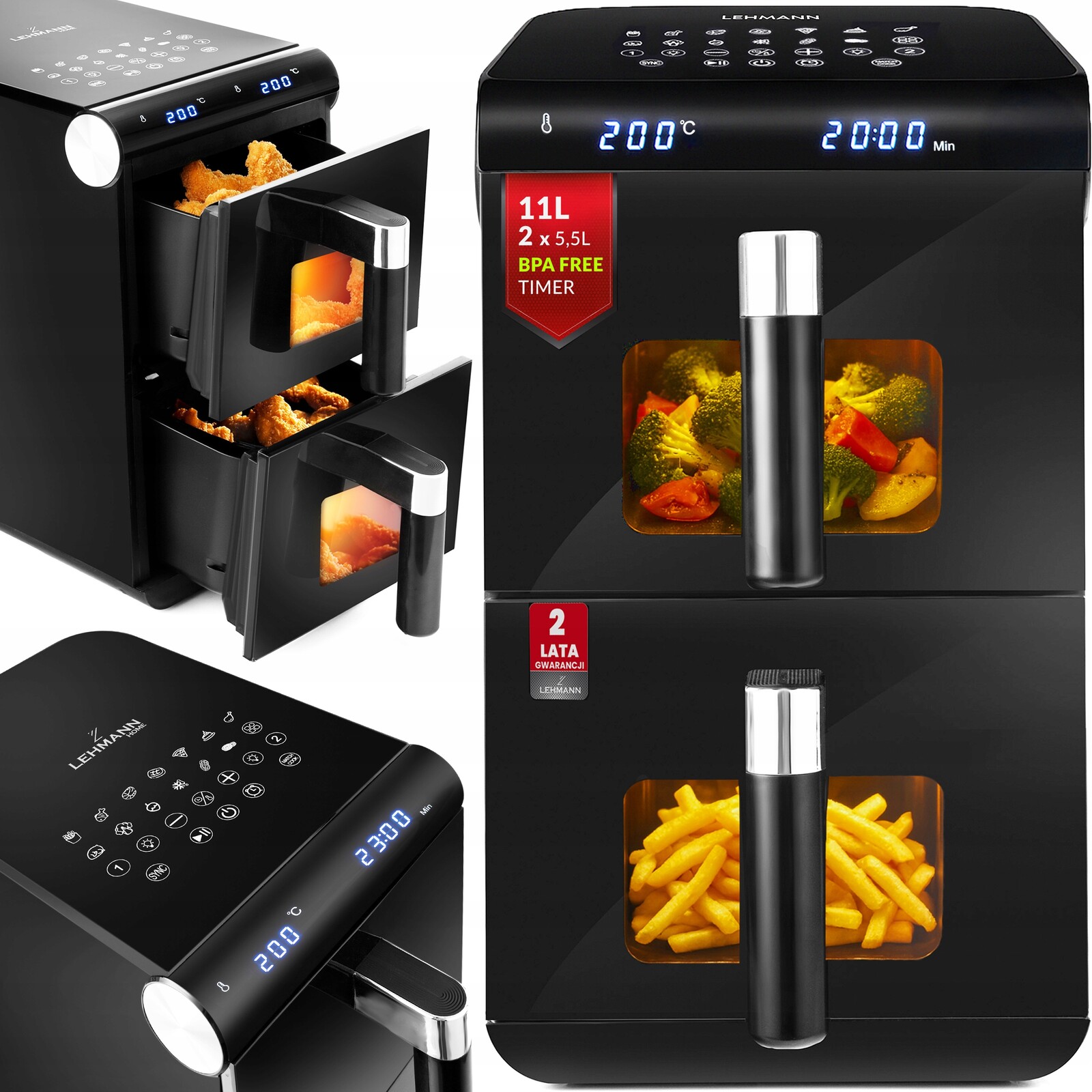 Fritéza Bez Tuku 2800 W Airfryer 11 L, Nepřilnavá, 13 Programů