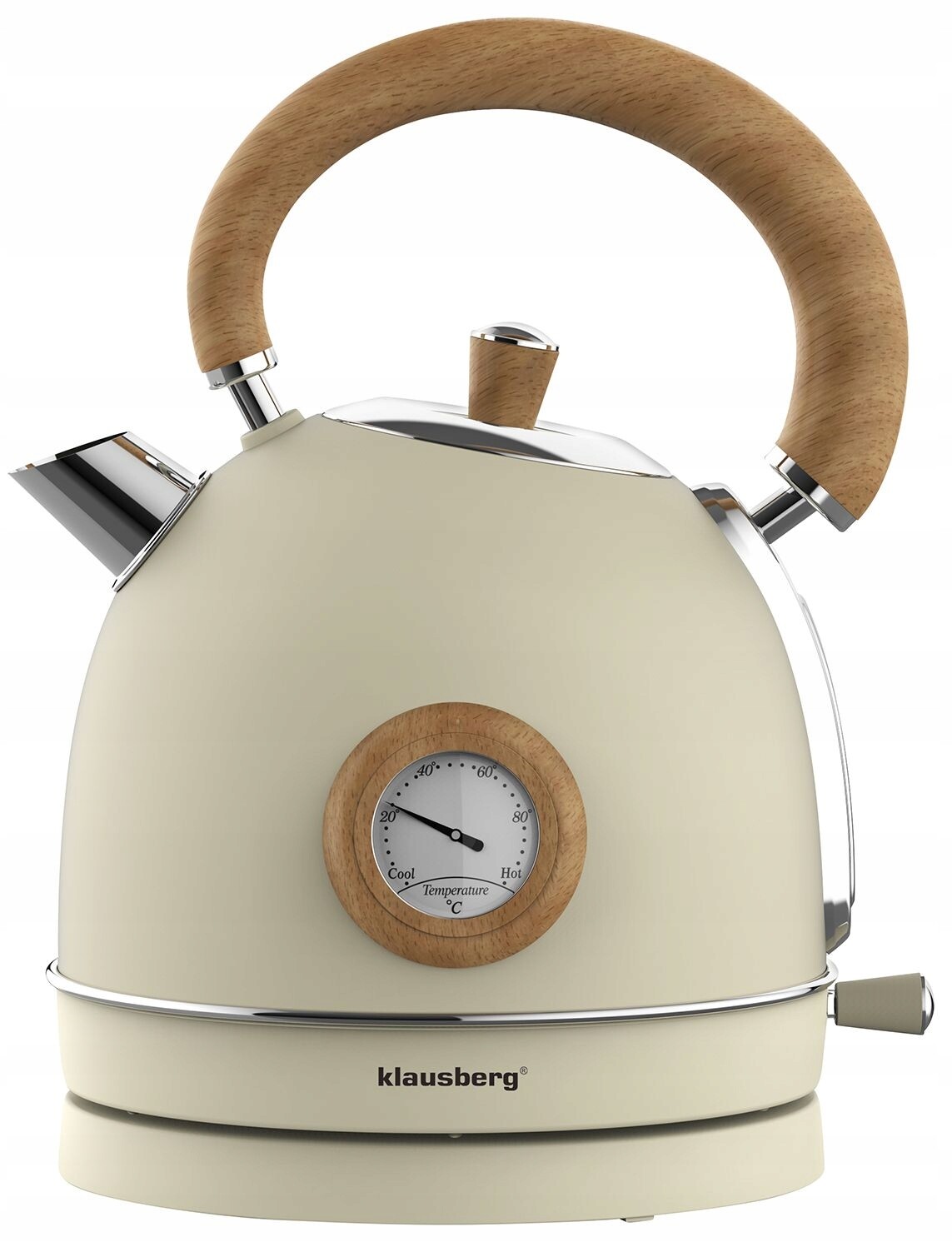 Elektrická varná konvice 1,8 l Klausberg KB-7906 Retro s teploměrem, béžová, 2200 W