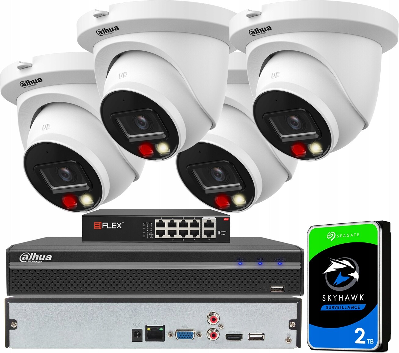 Sada pro monitorování Ip PoE 4MPx K 4 kamery Dahua WizSense Ai analytika