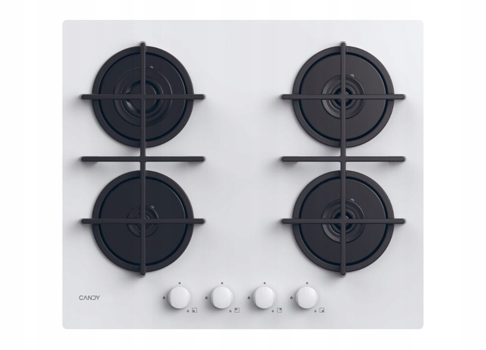 Plynová Varná Deska Candy CVG6WW 4 Hořáky Sklo Bílá