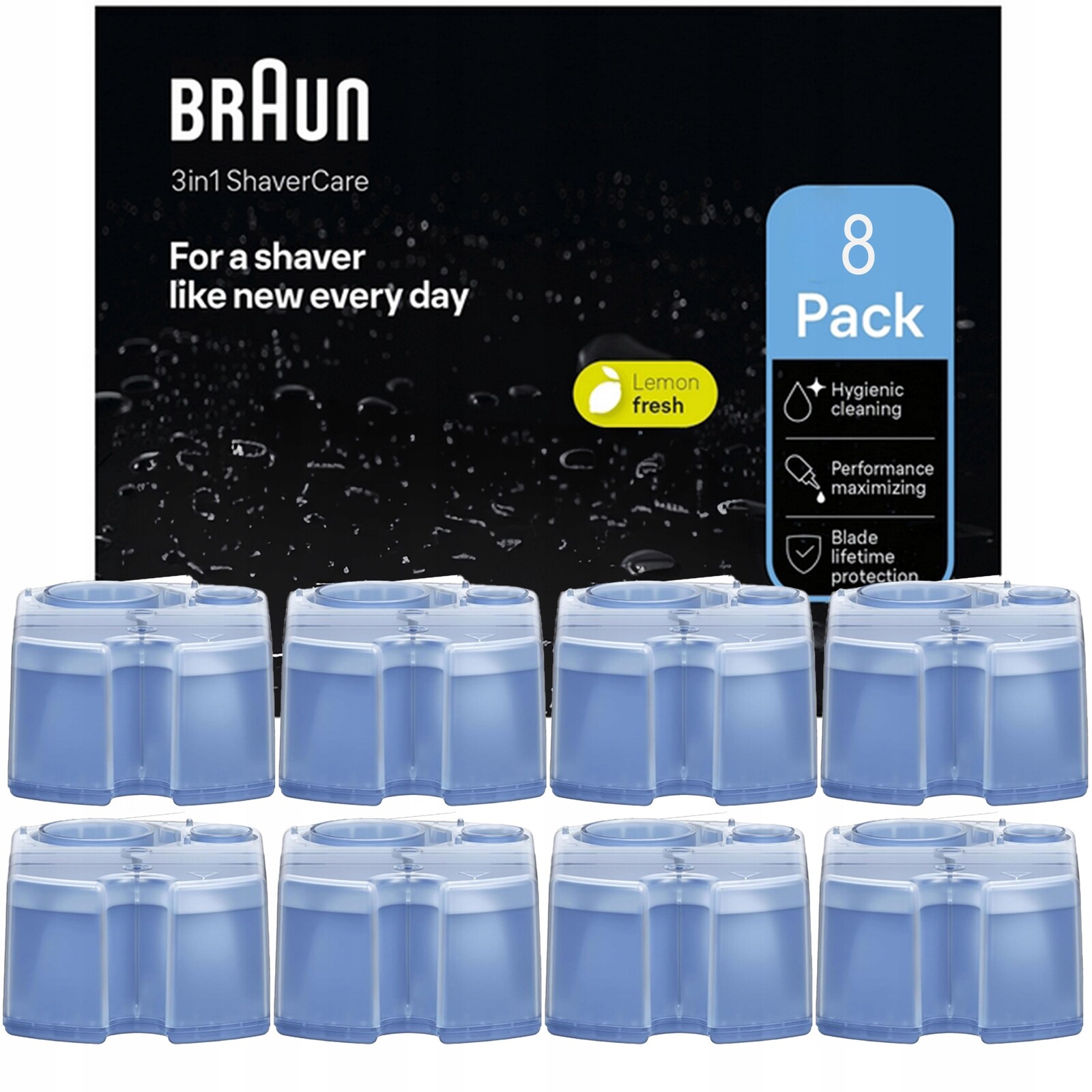 Náhradní náplň pro holicí strojky Braun Ccr Clean & Renew Lemon x8