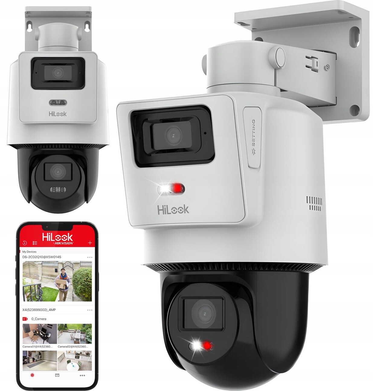 Venkovní otočná Ip kamera 8MPx (4MPx 4MPx) TandemVu PoE Audio