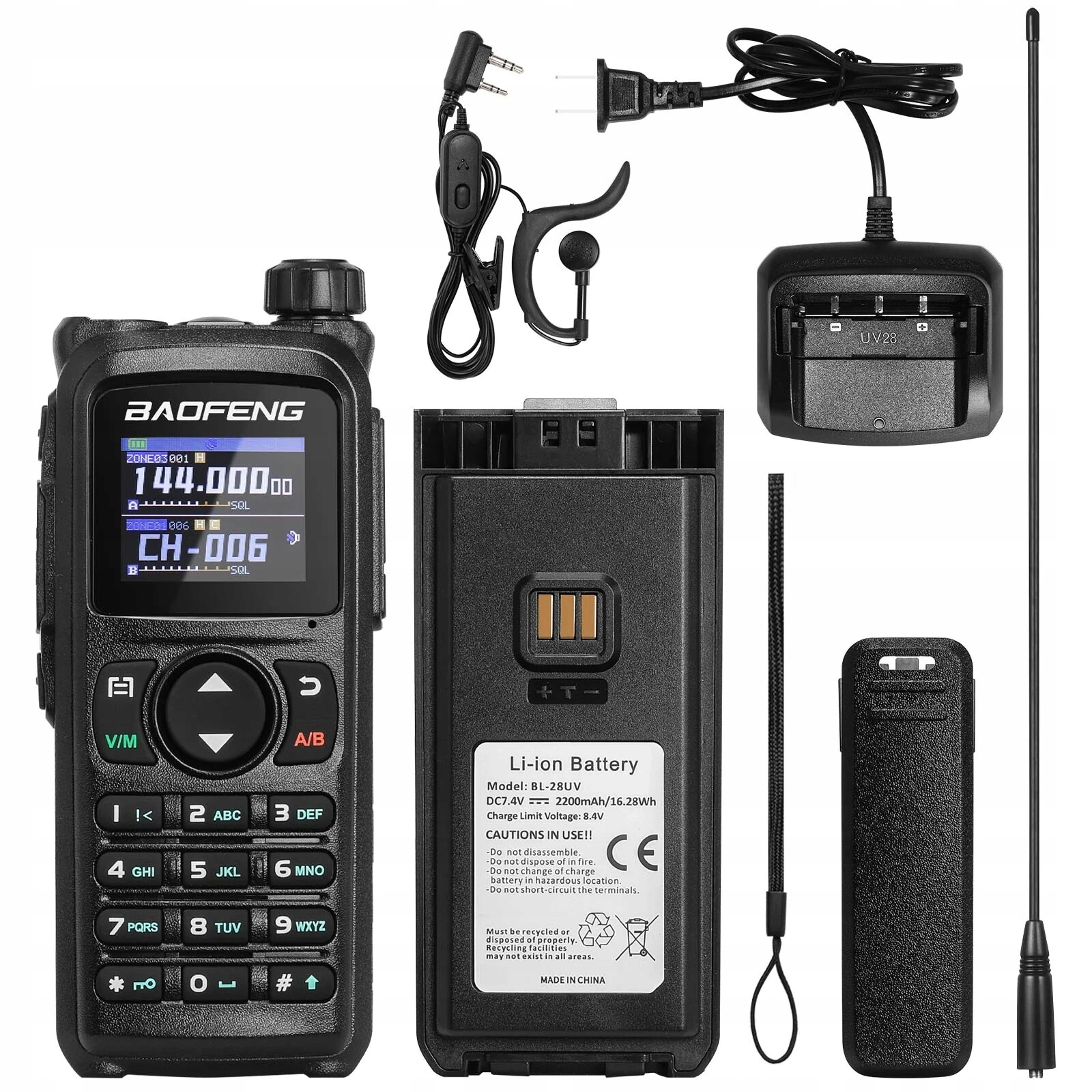 Walkie Talkie Baofeng UV-28 Plus 2200 mAh Fm Dálkový Dosah Set