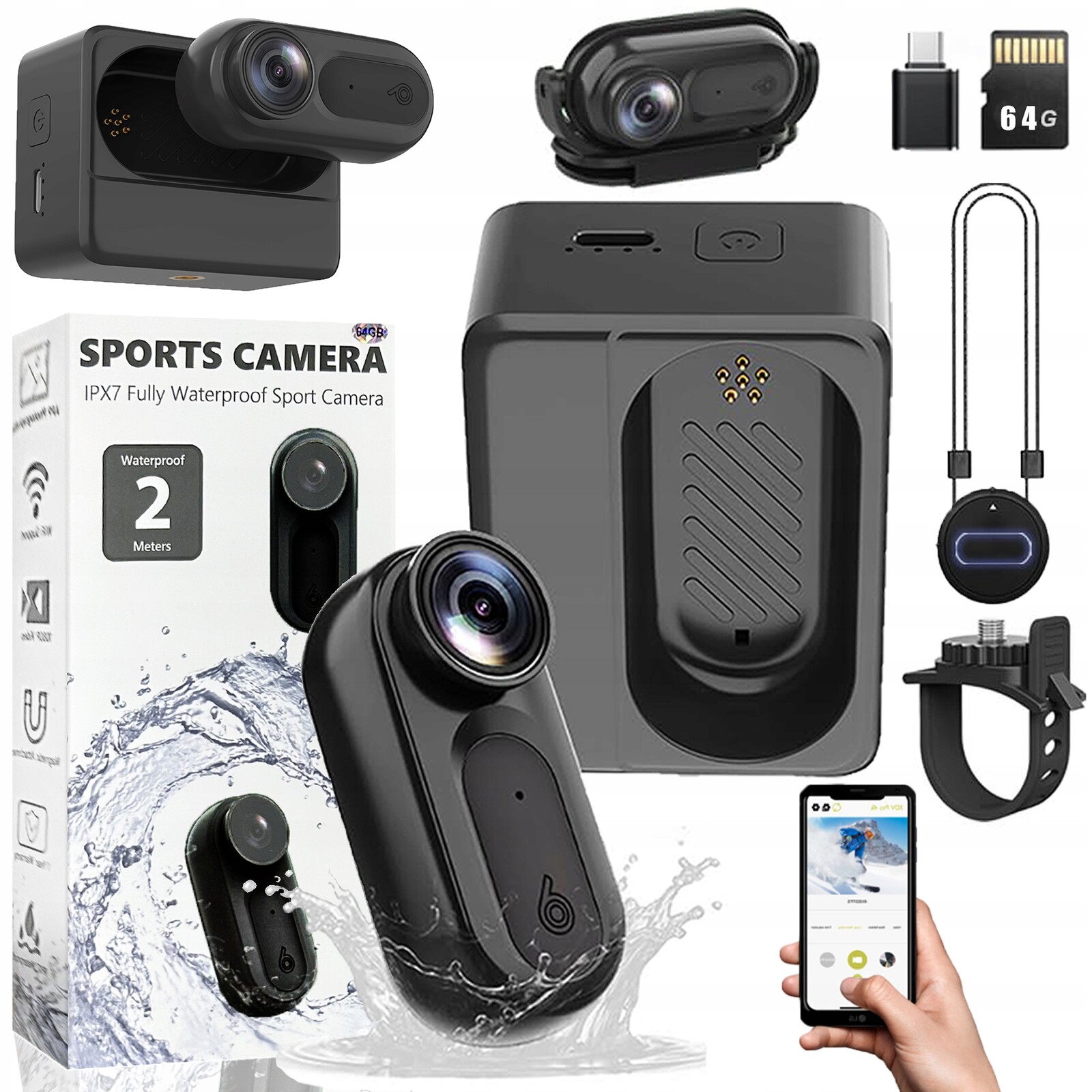 Mini Sportovní Wifi Kamera Full HD1080P Powerbanka S Magnetickým Držákem, Klipem