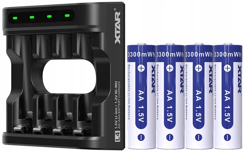 Sada: Nabíječka Baterií Xtar L4 Aa/aaa 4 X Baterie 2000 mAh