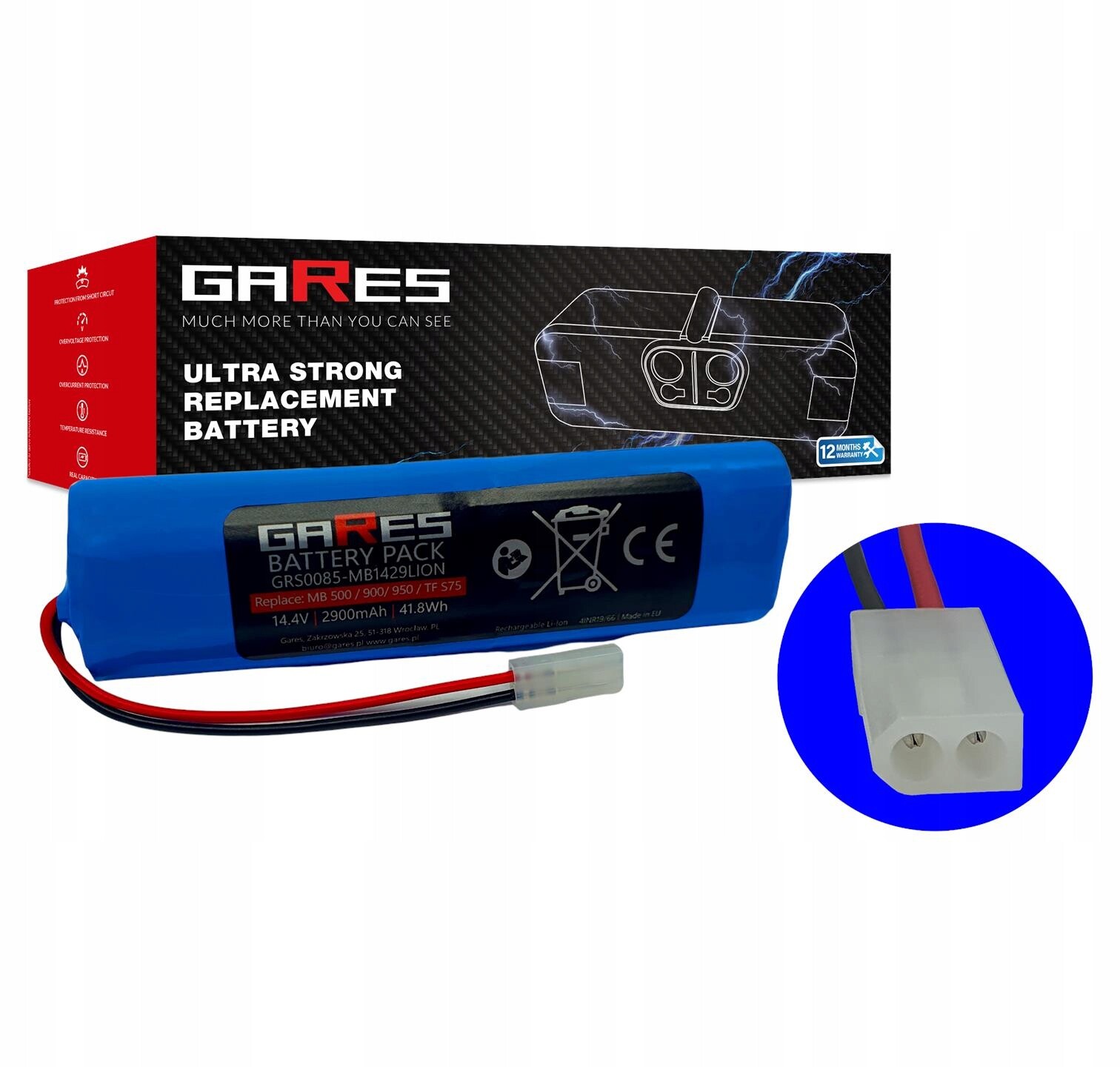 Akumulátor Gares pro Mbot 500 900 950 Tefal Series 75 14,4V 2,9Ah