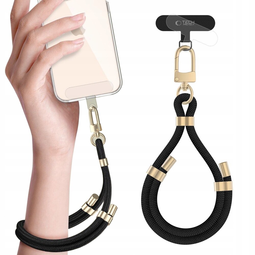 Tech-Protect C4S Rope Wrist Strap černý/zlatý