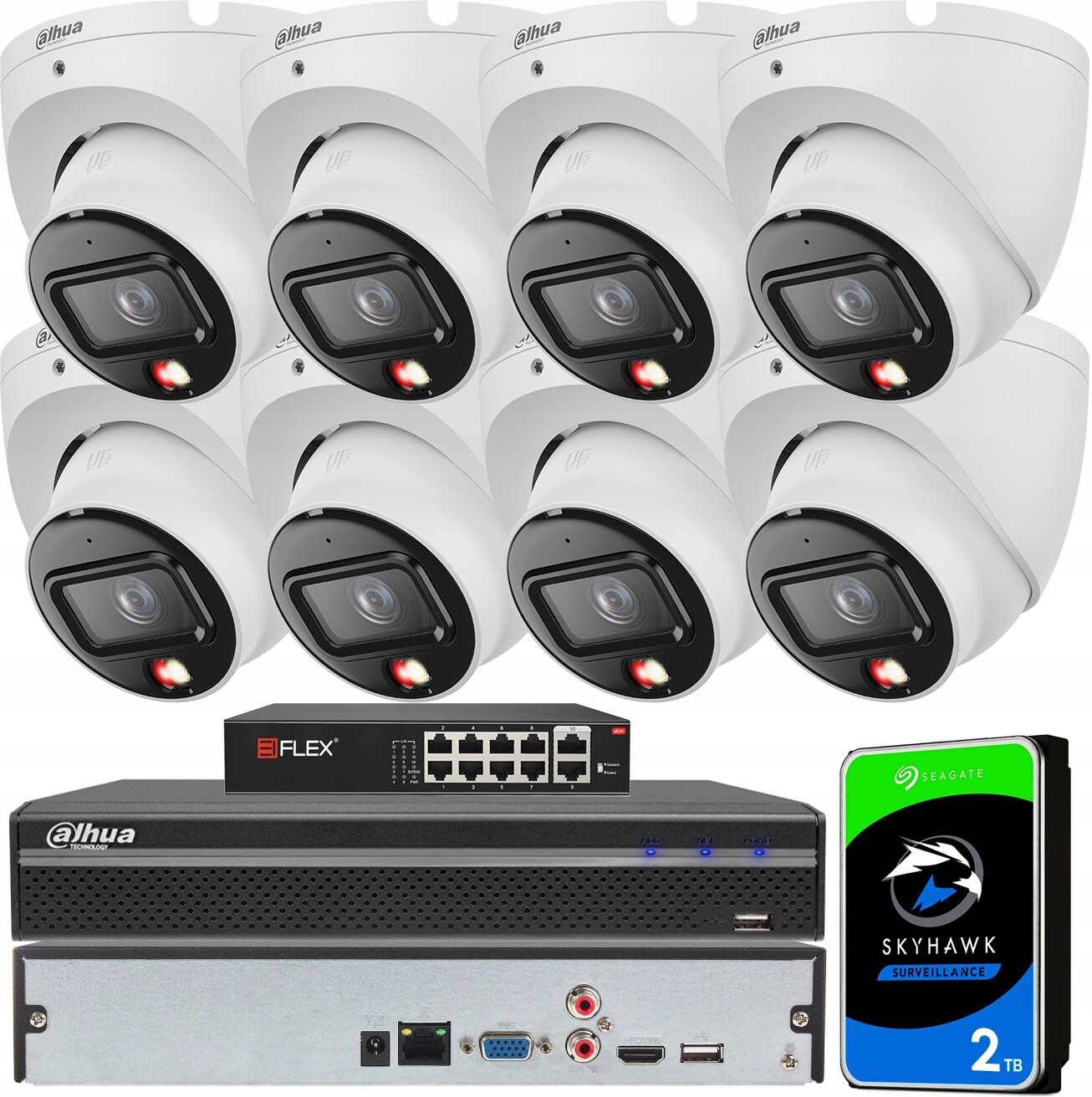 Sada pro monitorování 8 kamer 6Mpx 3K+ Den/Noc Full Color Detekce PoE