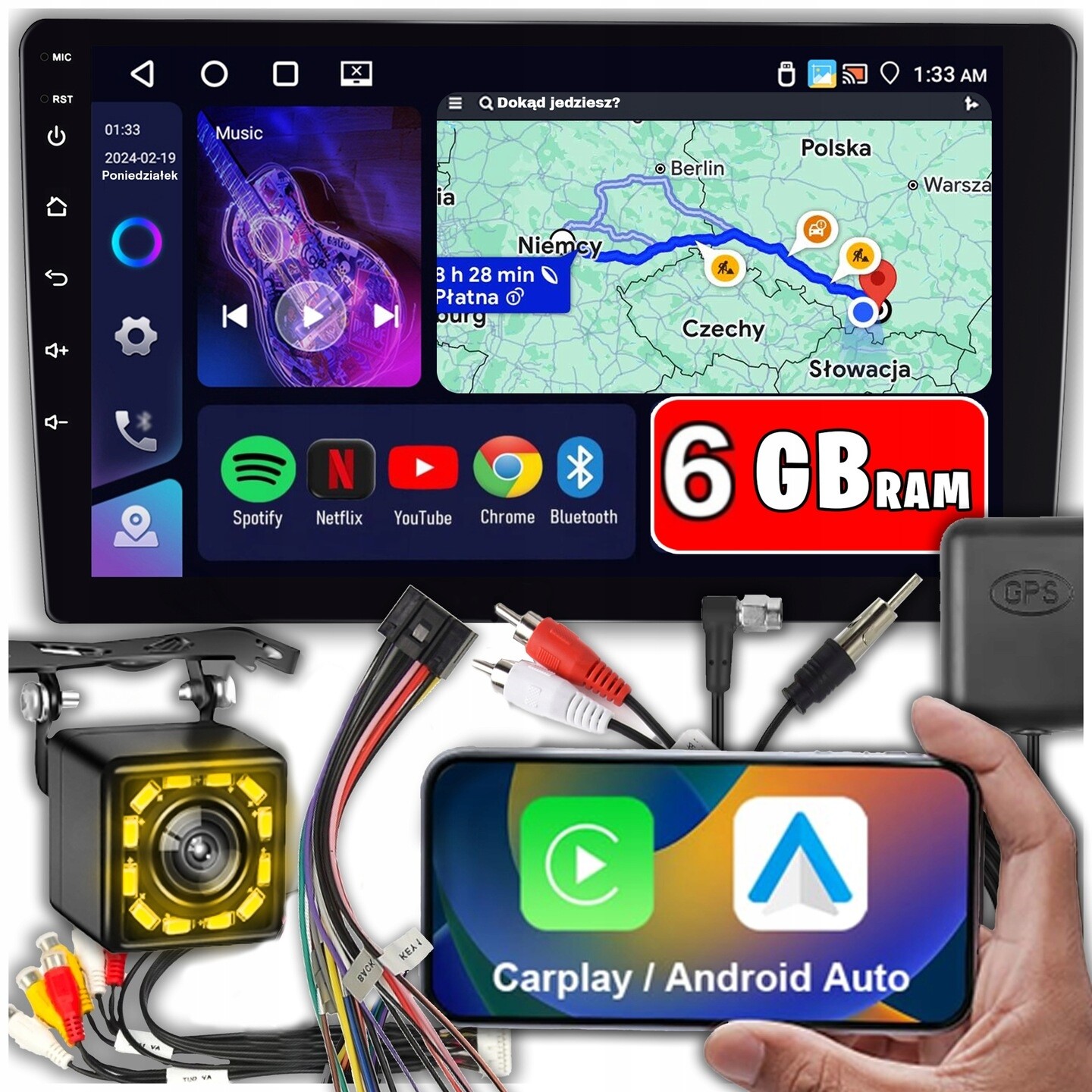 Autorádio 2 Din Android CarPlay WiFi Fm Rds Gps 9