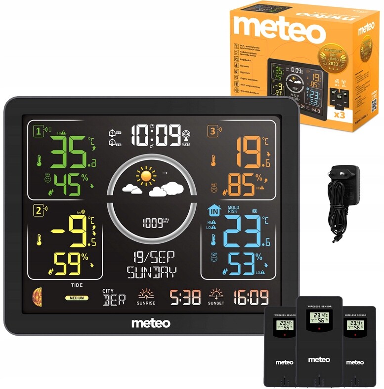 Meteorologická Stanice Počasí Budík Vlhkoměr Barometr Dcf 3 Senzory