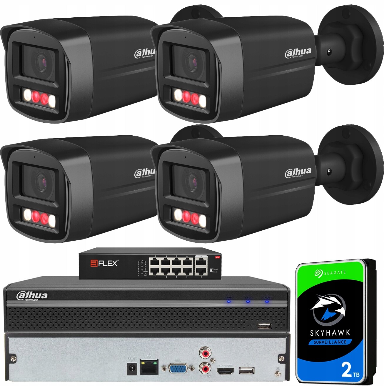 Monitorovací sada Dahua 4 kamery 4MPX Dahua Dual Illumination Ir+led 2TB