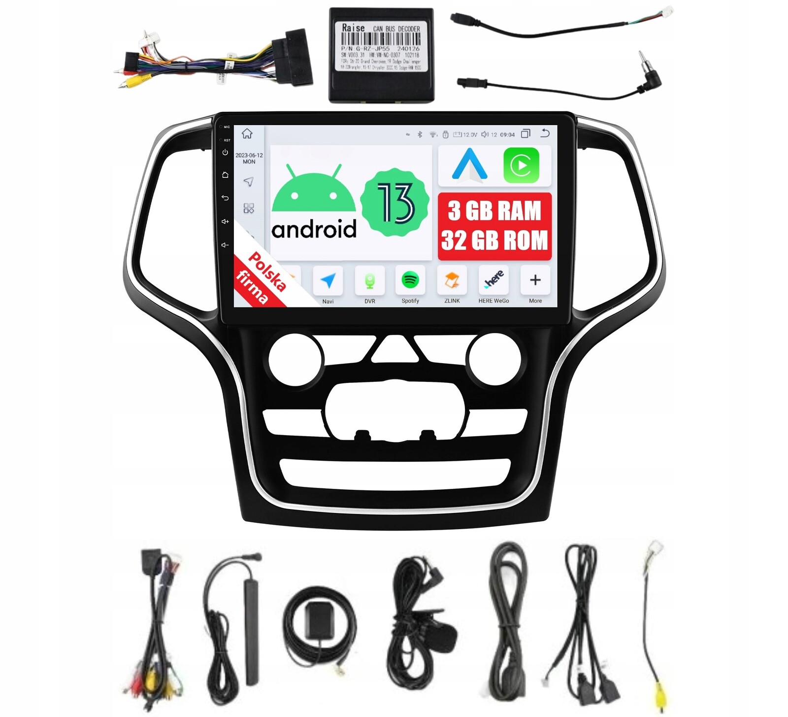 Rádio 2DIN Navigace Android Jeep Grand Cherokee WK2 3 Gb Dsp Carplay Lte