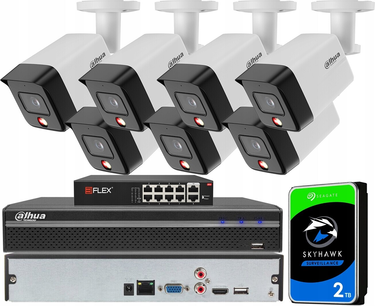 Monitorovací sada Dahua Venkovní pro 7 kamer 6Mpx IPC-HFW1639TC-A-IL PoE