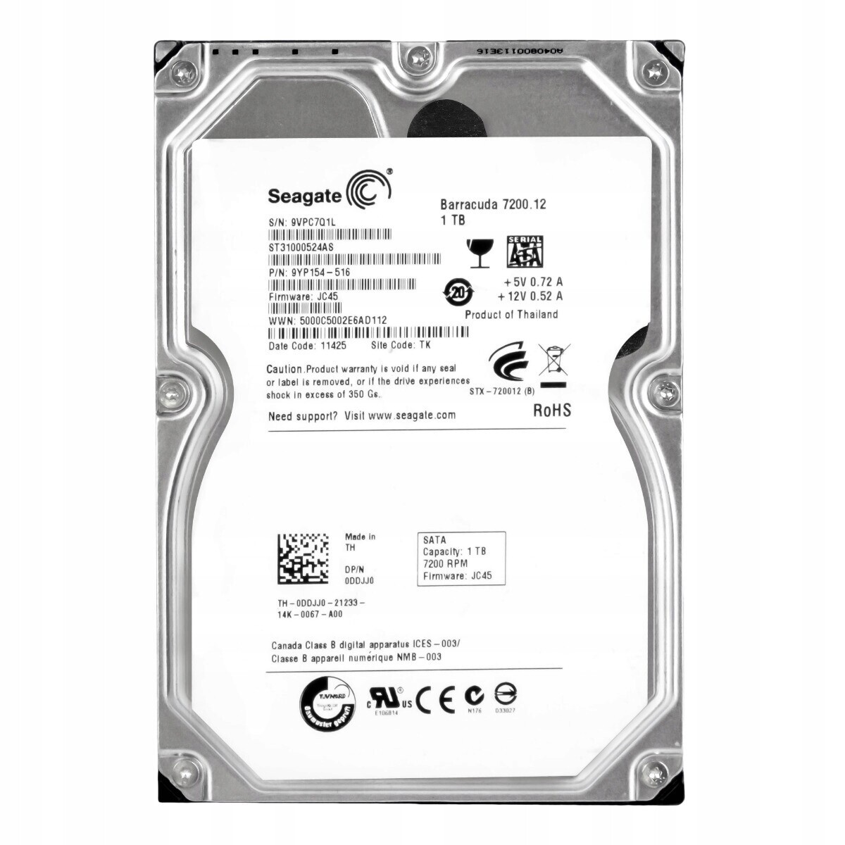 Dell 0DDJJ0 1TB 7.2k 32MB Sata III 3.5'' ST31000524AS