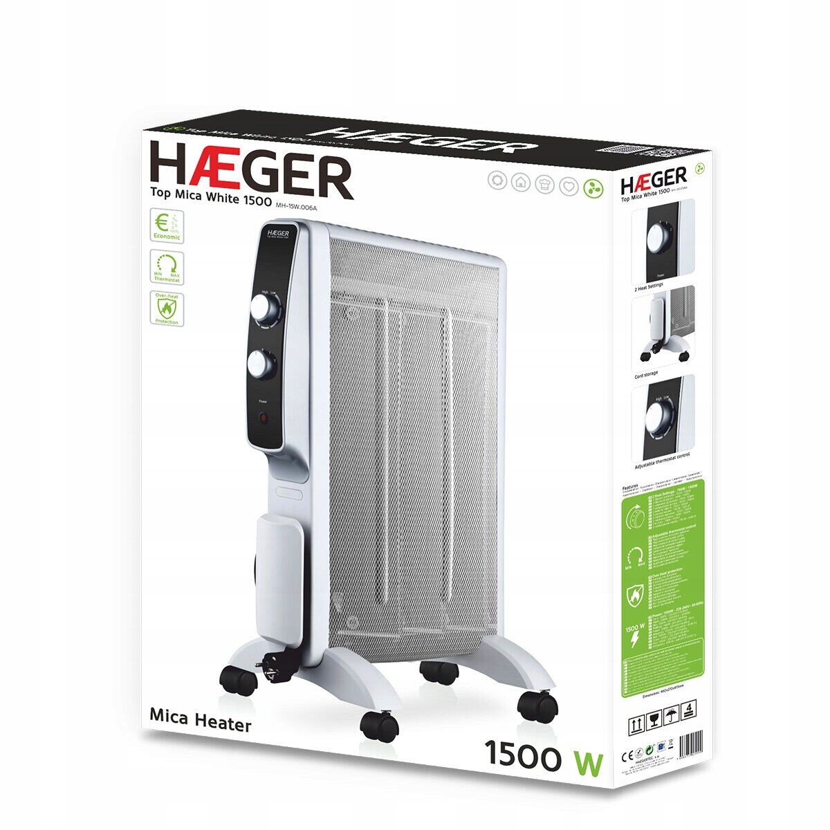 Ohřívač Haeger Top Mica White 1500 W