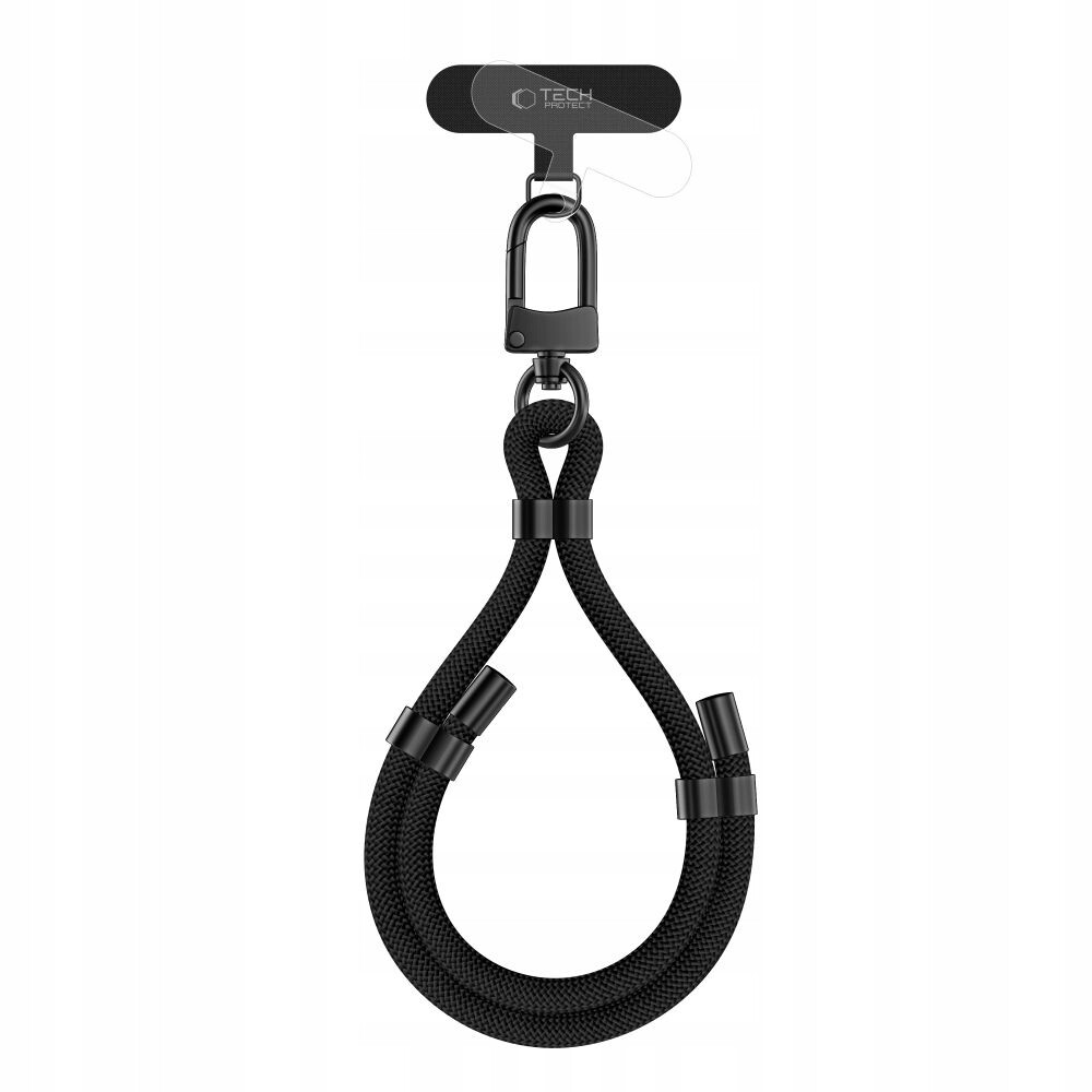 Pásek Tech-Protect C4S Rope Wrist Strap černý stříbrný Dva adaptéry