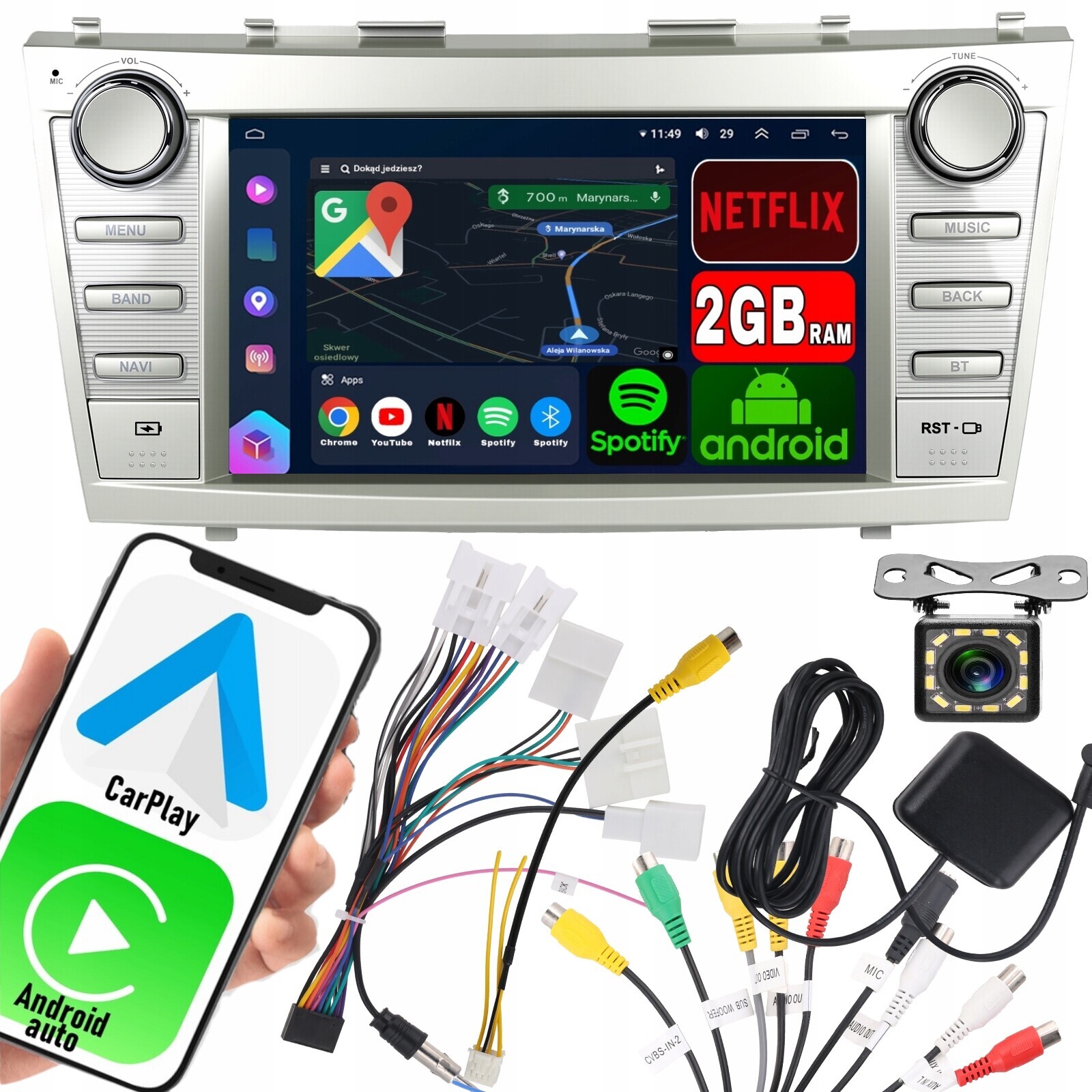Automobilové rádio pro Toyota Camry 2006-2011 Android Carplay Gps Wifi 2GB