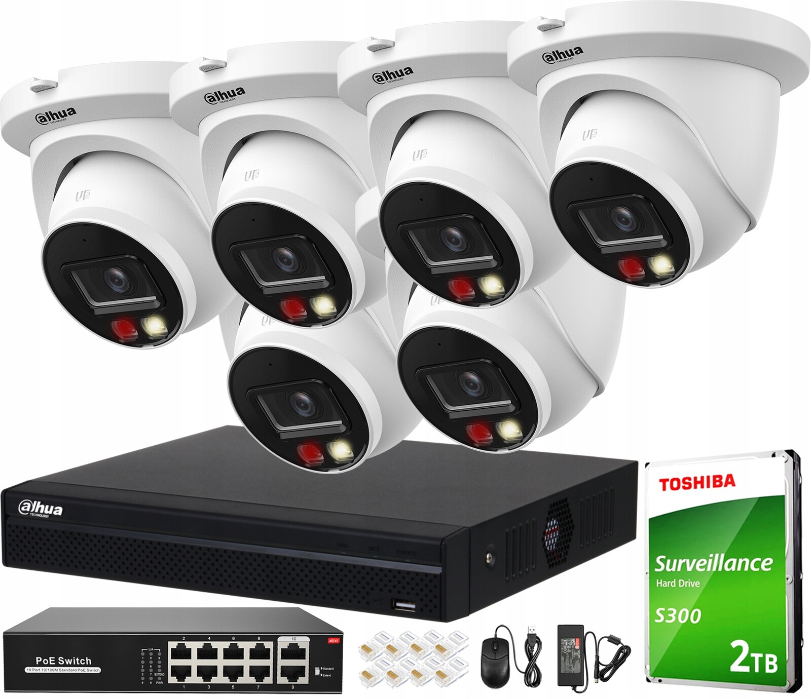 Ip monitorování Dahua Sada 6 kamer 4Mpx Ir/led Audio Aplikace Detekce