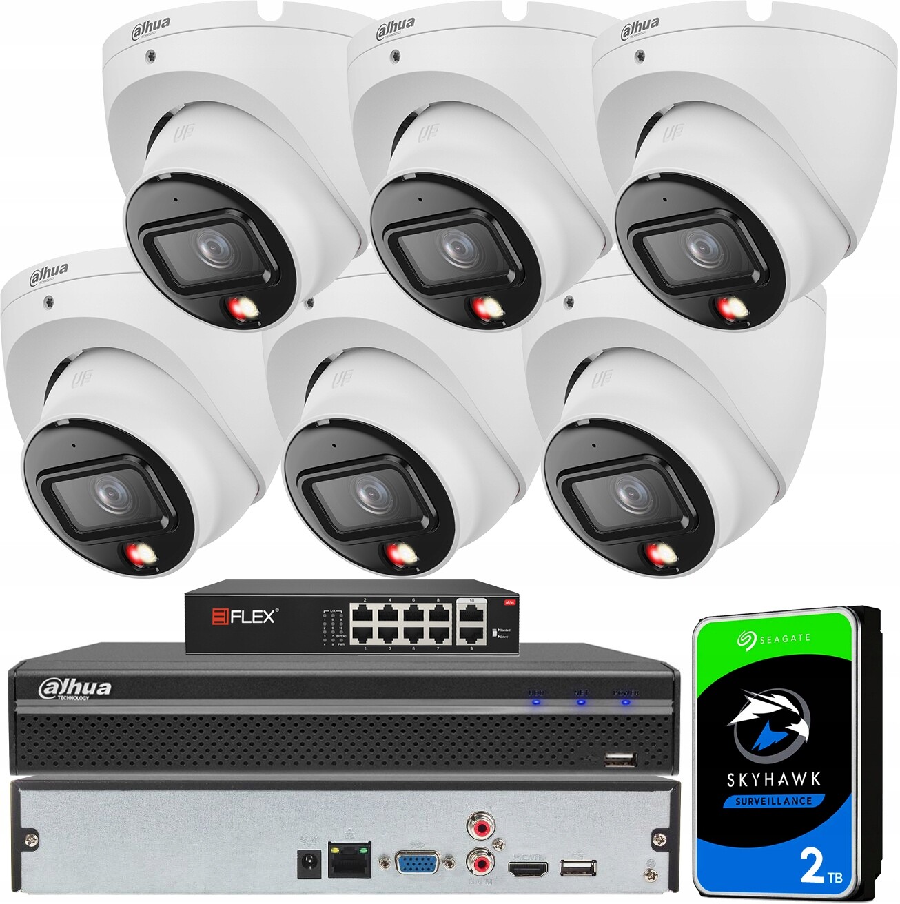 Sada pro monitorování 6 kamer 6Mpx 3K+ Den/Noc Full Color Detekce PoE