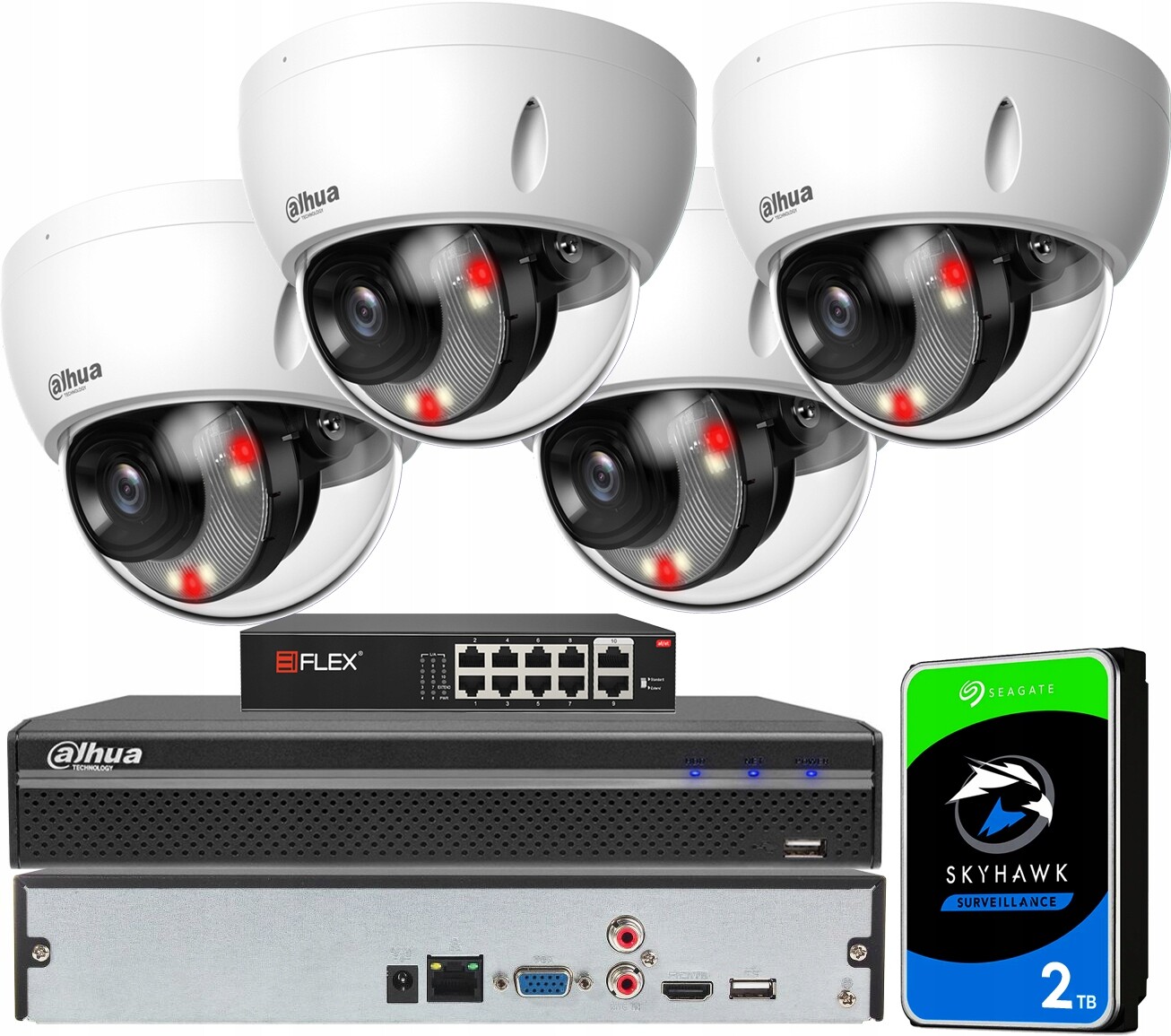 Monitorovací sada Dahua 4 kamer IPC-HDBW2449E-S-IL PoE 4Mpx Dual Light Ai