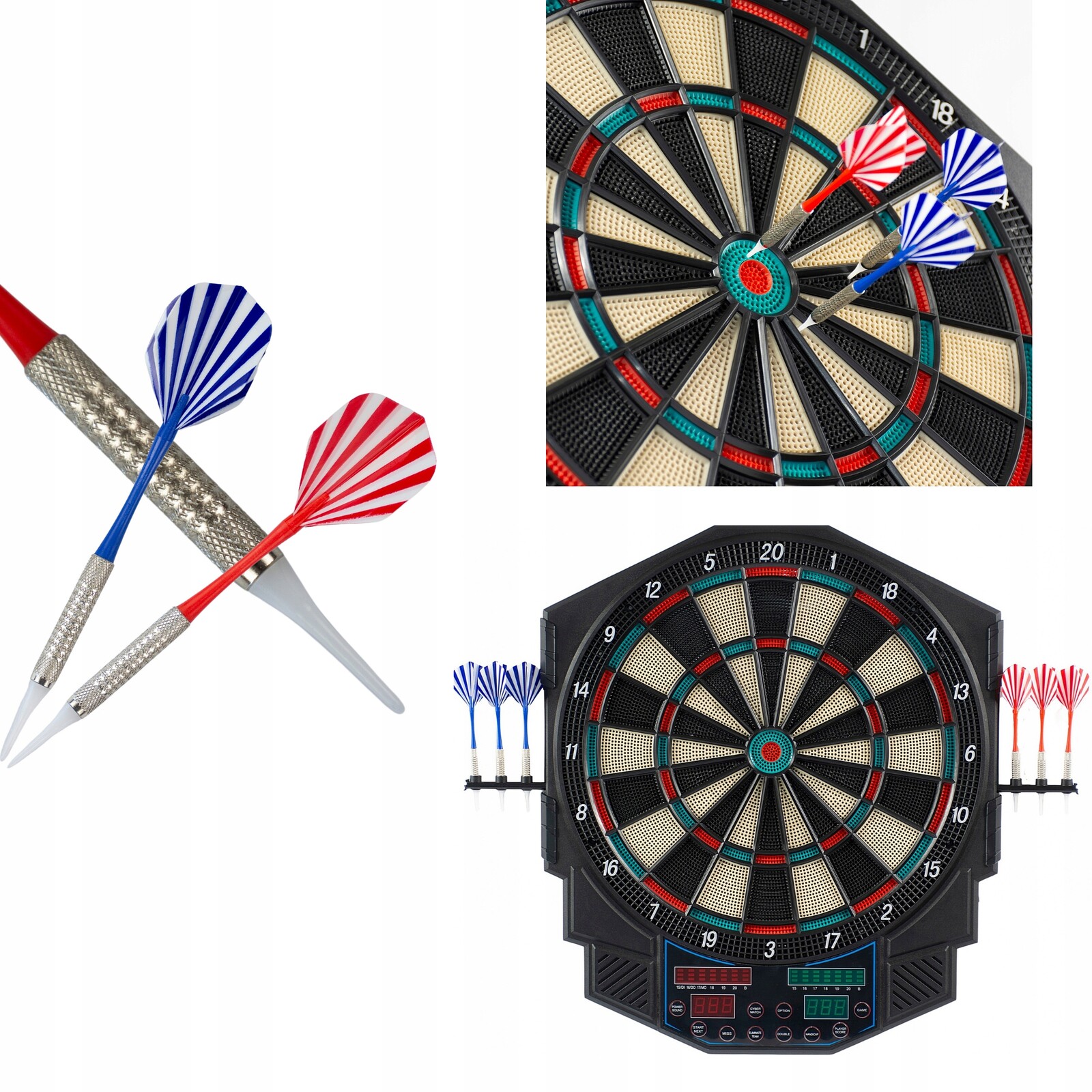 Elektronický šipky 49 Cm, napájecí zdroj 27 Led her, 4 počítadla, černá barva