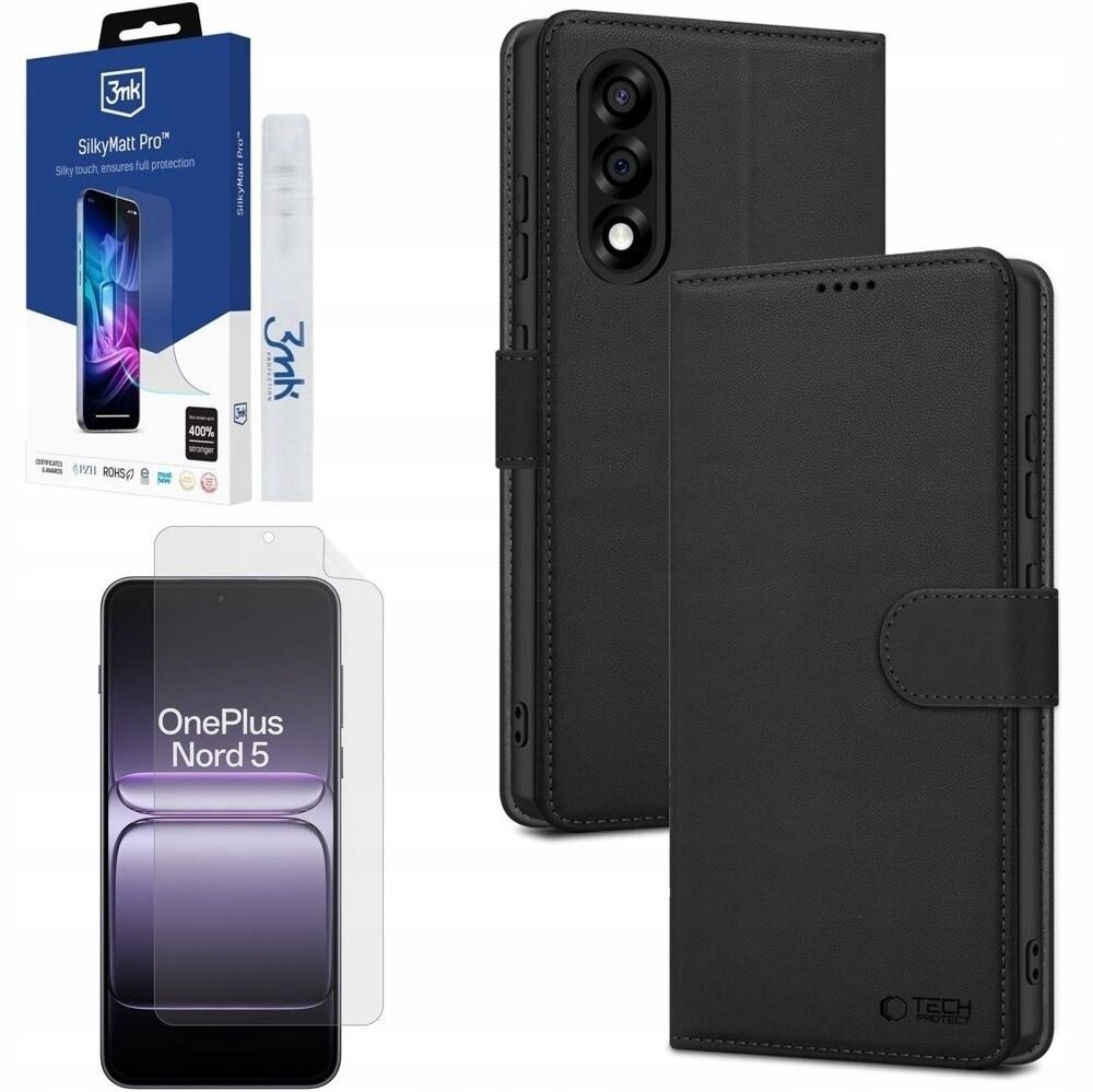 Pouzdro s klopou Wallet Case Ochranné Fólie 3mk Matné pro OnePlus Nord 5