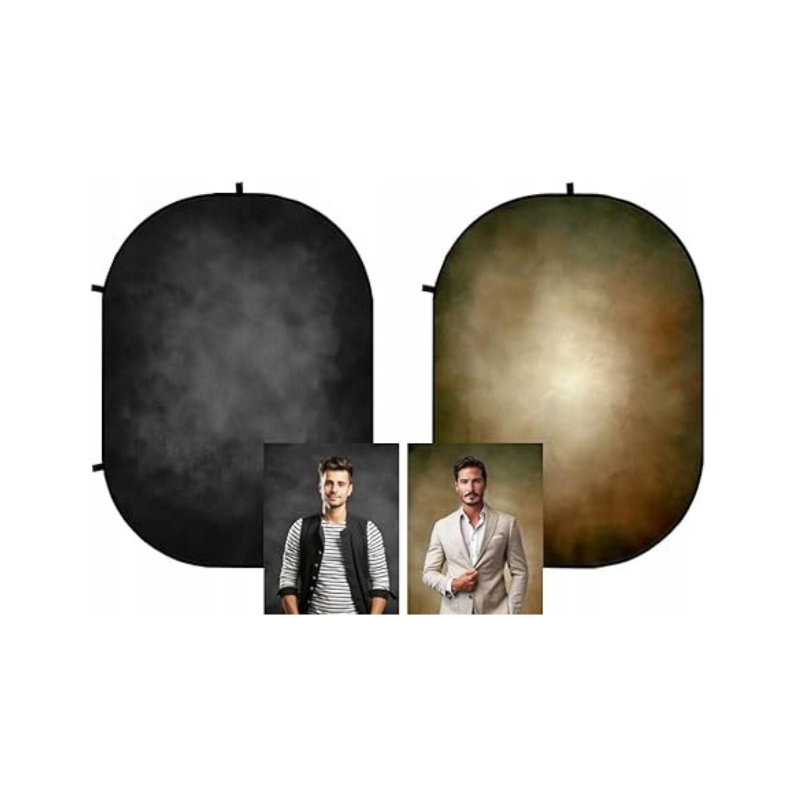 Skládací fotografické pozadí Oboustranné Černohnědé Kate 150 x 200 cm