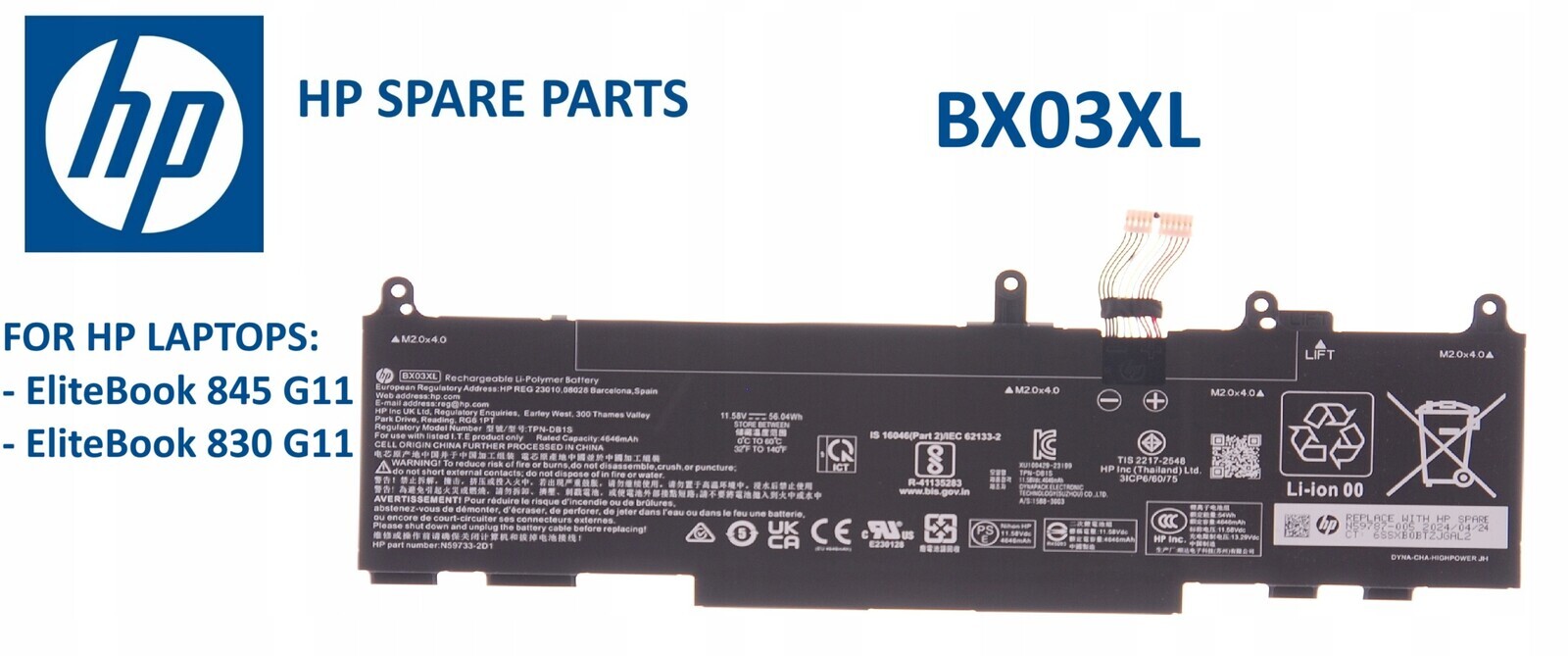 Originální baterie BX03XL N59787-005 Originál Hp Elitebook 830 845 G11