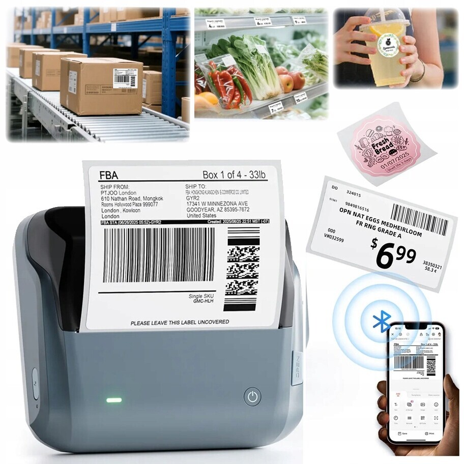 Termotiskárna samolepících štítků Niimbot B4 s aplikací Bluetooth