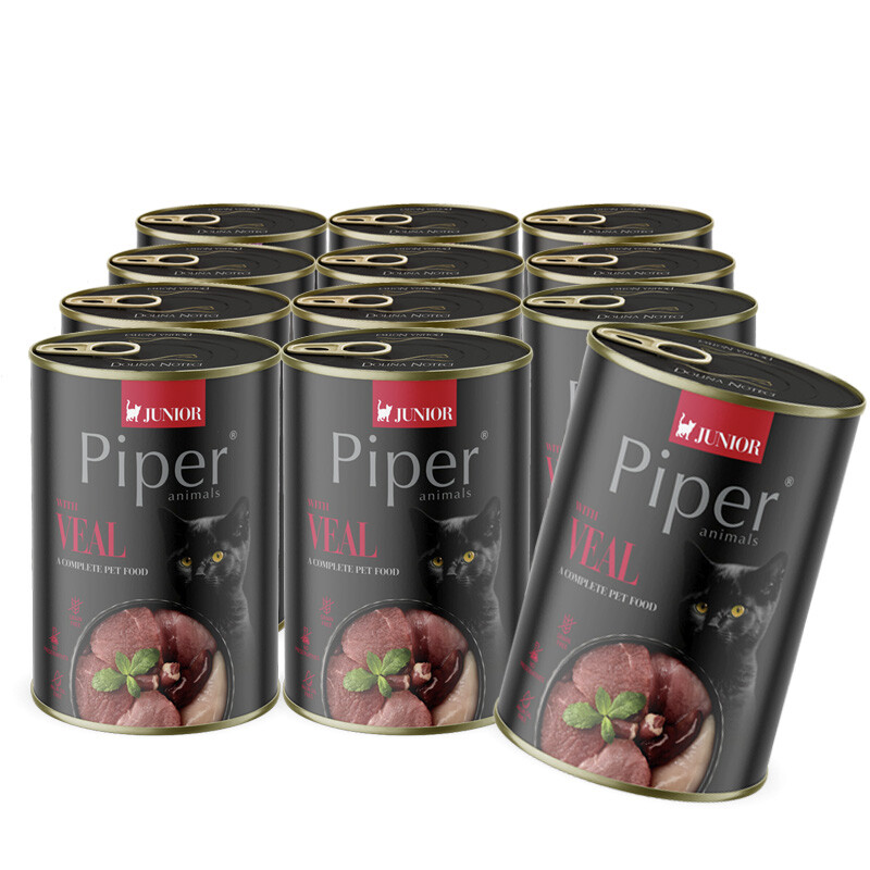 Piper Junior Vlhké krmivo pro koťata s telecím masem 12x400 g