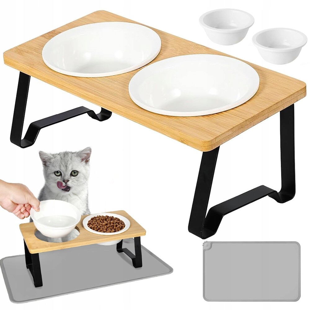 Dvojitá Miska Pro Kočky Na Stojanu Misek Na Krmení 32*17*14 CM