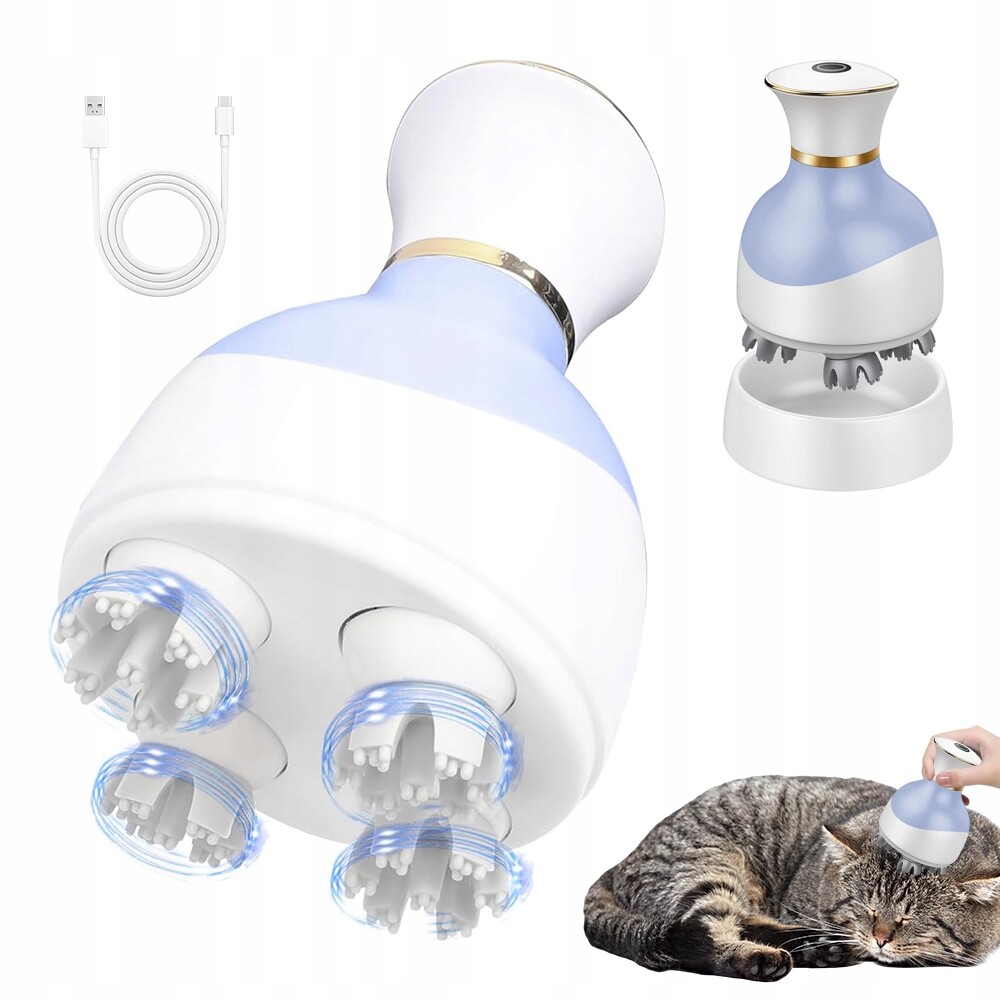 Bezdrátový Masážní Přístroj Na Pokožku Hlavy 3 Režimy Masáže Základna Abs Modrý