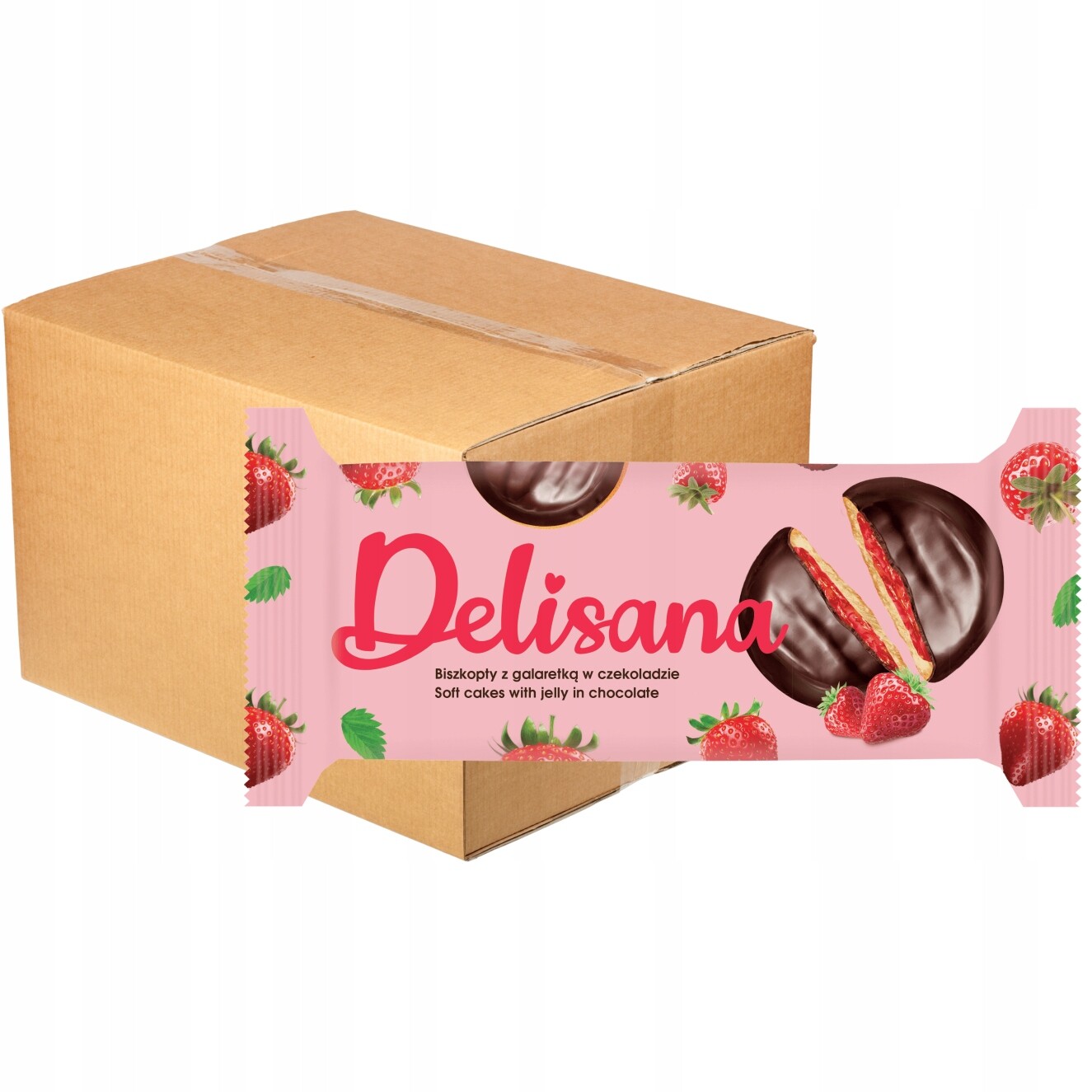 Delisana Sušenky s jahodovým želé 135 g x 28 kusů