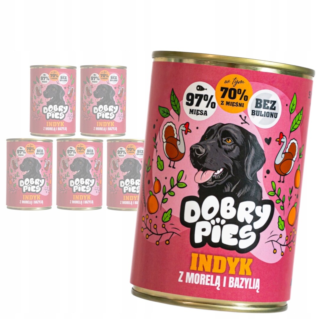 Dobrý pes 24x400 g Vlhké Krmivo pro dospělé psy Krůta s meruňkou a bazalkou