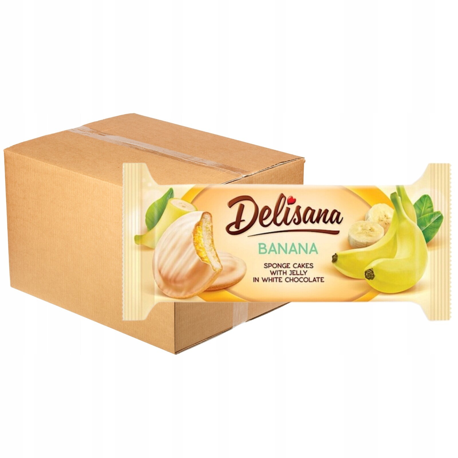 Delisana Sušenky s banánovým želé v bílé čokoládě 135 g x 28 kusů